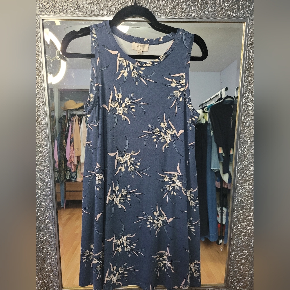 LOFT Blue Sleeveless Sundress Mini